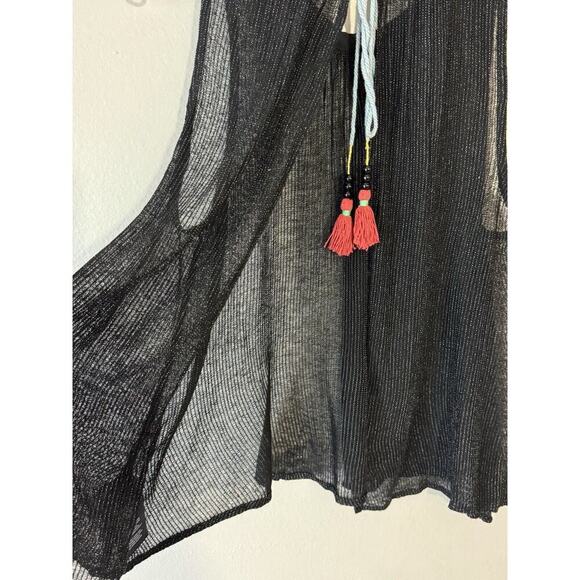 Eri + Ali Size Small Open Back Tie Neck Tassel Gauzy Merletta Top Anthropologie - Picture 6 of 9